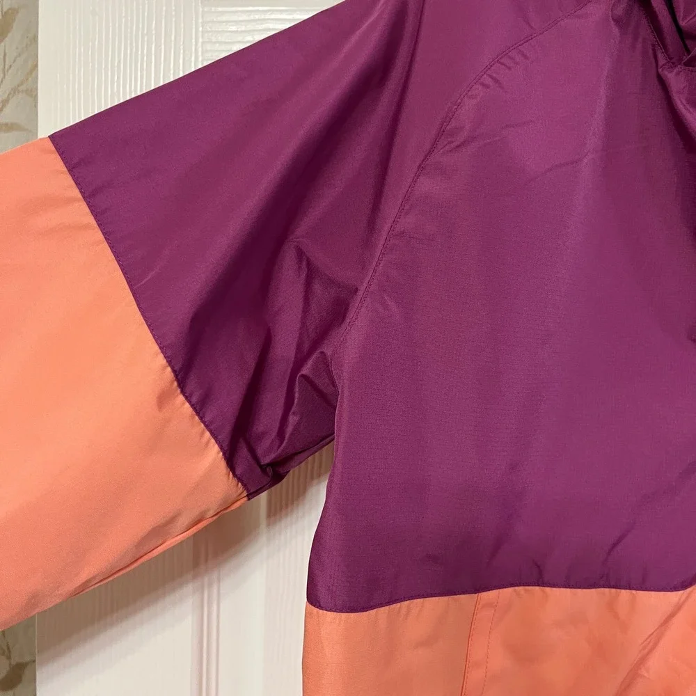 Eddie Bauer Kids Colorblock Hooded Windbreaker Jacket Purple Coral Size XL 18 20